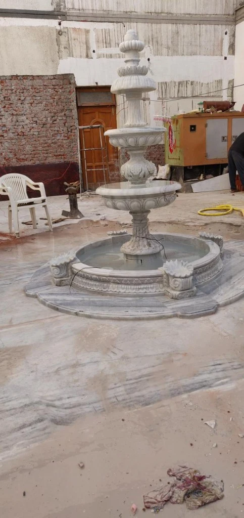 Classical 3-Tier Carved White Marble Garden Fountain