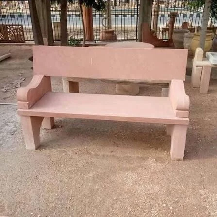 Classical Pink Sandstone Outdoor Garden Bench