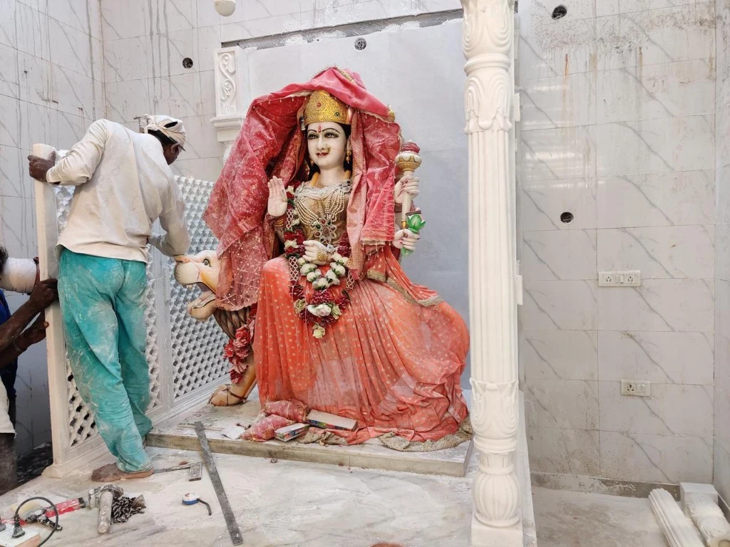 Installation of Goddess Durga Maa Statue in Marble Sanctum