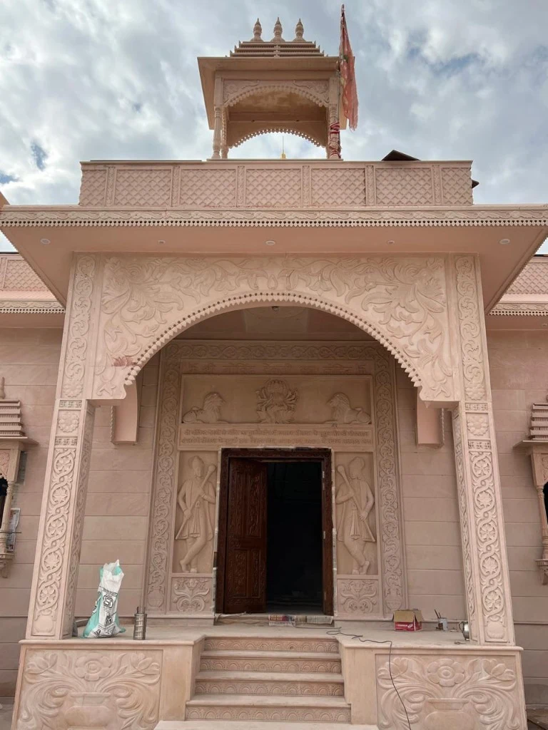 Carved Pink Sandstone Mandir Portal & Chhatri Entrance