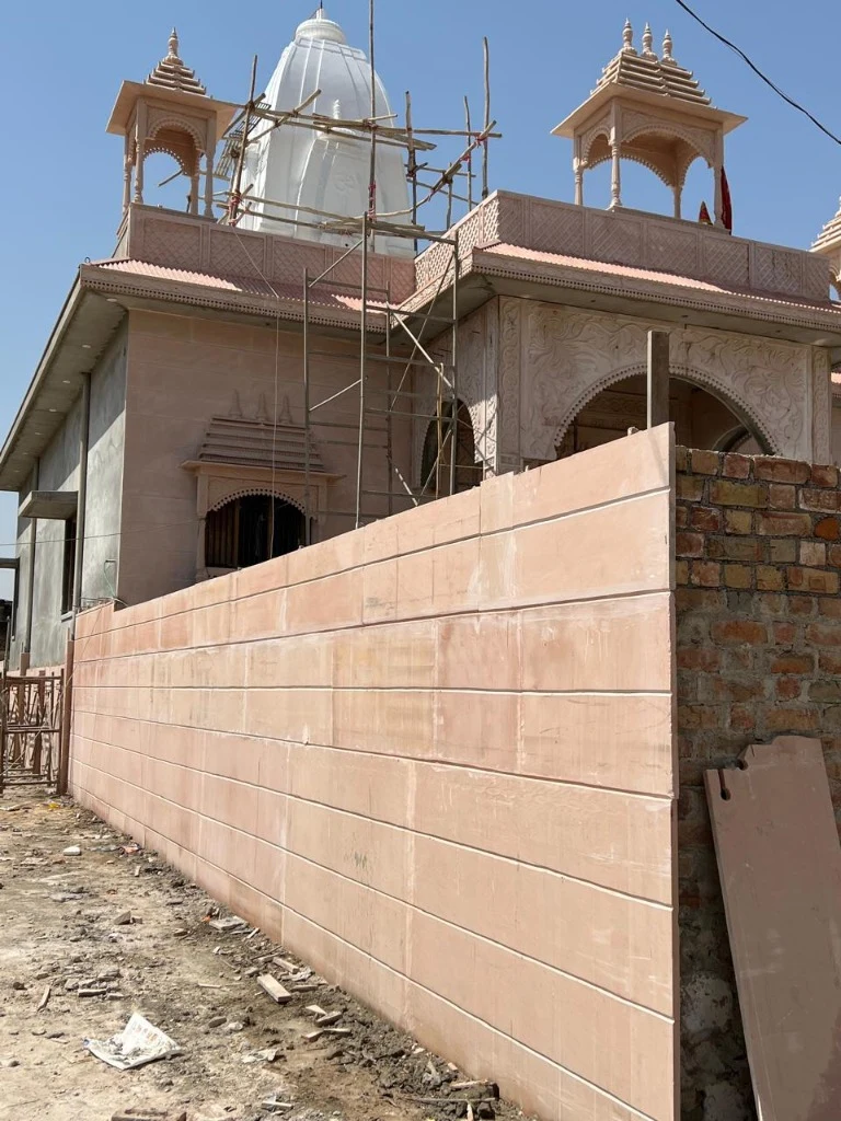 Pink Dholpur Sandstone Wall Cladding & Temple Chhatri Complex
