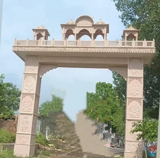 Grand Pink Sandstone Welcome Arch Gateway (Toran Dwar)