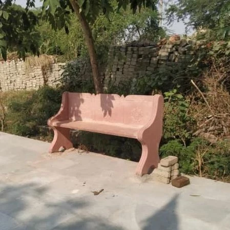 Royal Carved Pink Sandstone Park & Garden Bench
