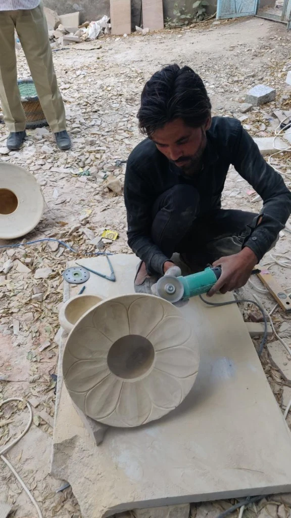 Handcrafted Sandstone Lotus Planter Bowl